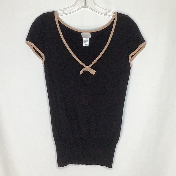 H&M Knit Blouse With Scalloped Trim And Bow Size S - Picture 10 of 12